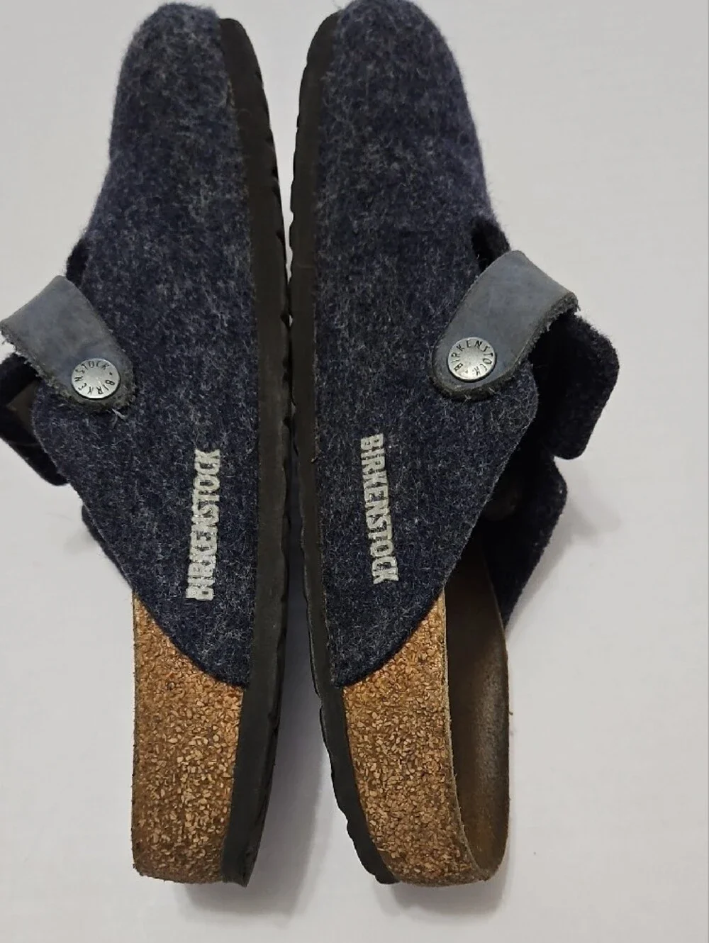 Birkenstock Men's Navy Wool Slip-On Clogs with Black Buckle
